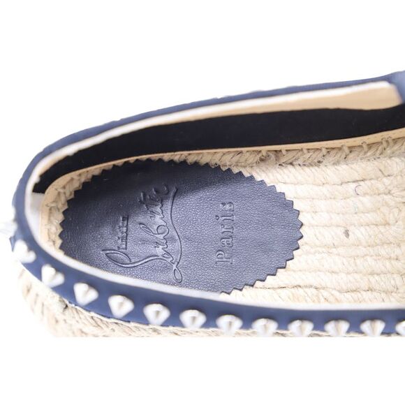 Christian Louboutin Espasneak Studded Flatform Espadrilles in Navy Blue Canvas - Picture 6 of 9